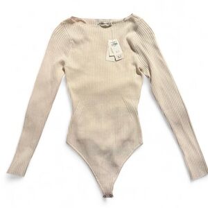 Abercrombie & Fitch Beige Ribbed Bodysuit